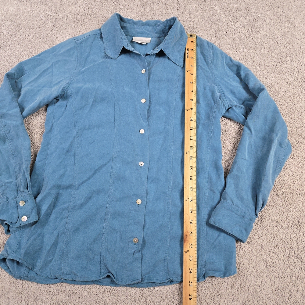 Soft Surroundings Blue Button Up Collared Shirt O… - image 2